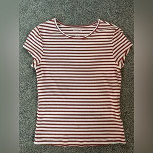 American Eagle Women’s Hey Baby Tee Small in Compass Clay Striped
